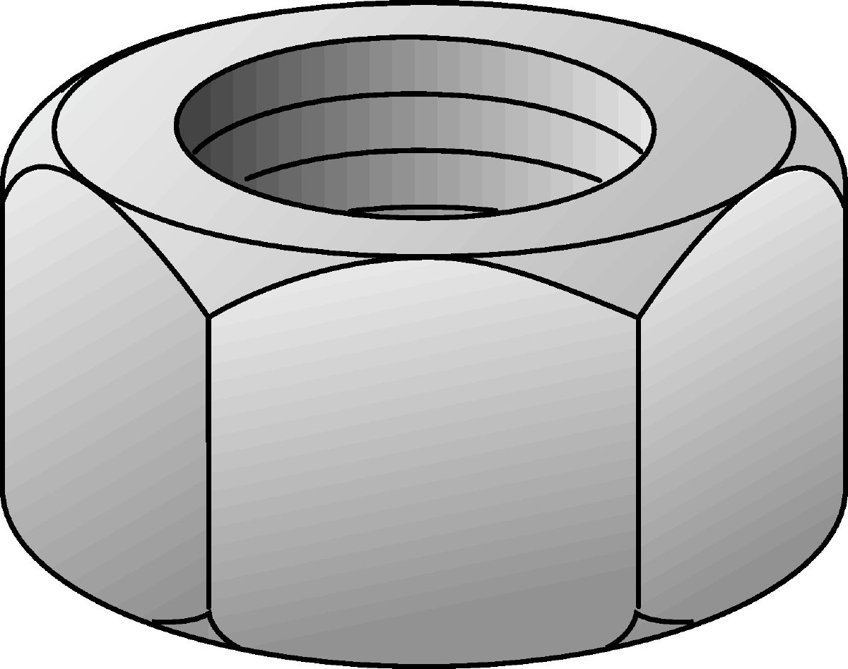 Galvanised grade 8 hexagon nut DIN 934 - Standard hardware for 3D ...